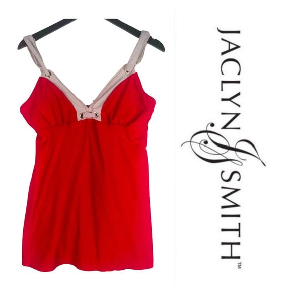Jaclyn Smith Swimsuit Swimdress 12 Large Red Cruise Beach Slimming - Picture 1 of 3